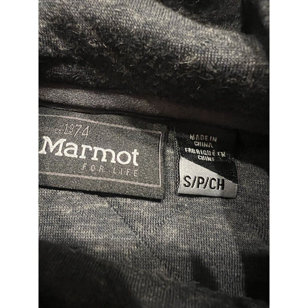 Marmot Galen Hoodie Mens Small Grey Dark Steel Quilted Sweater Pullover Wool - Picture 4 of 10